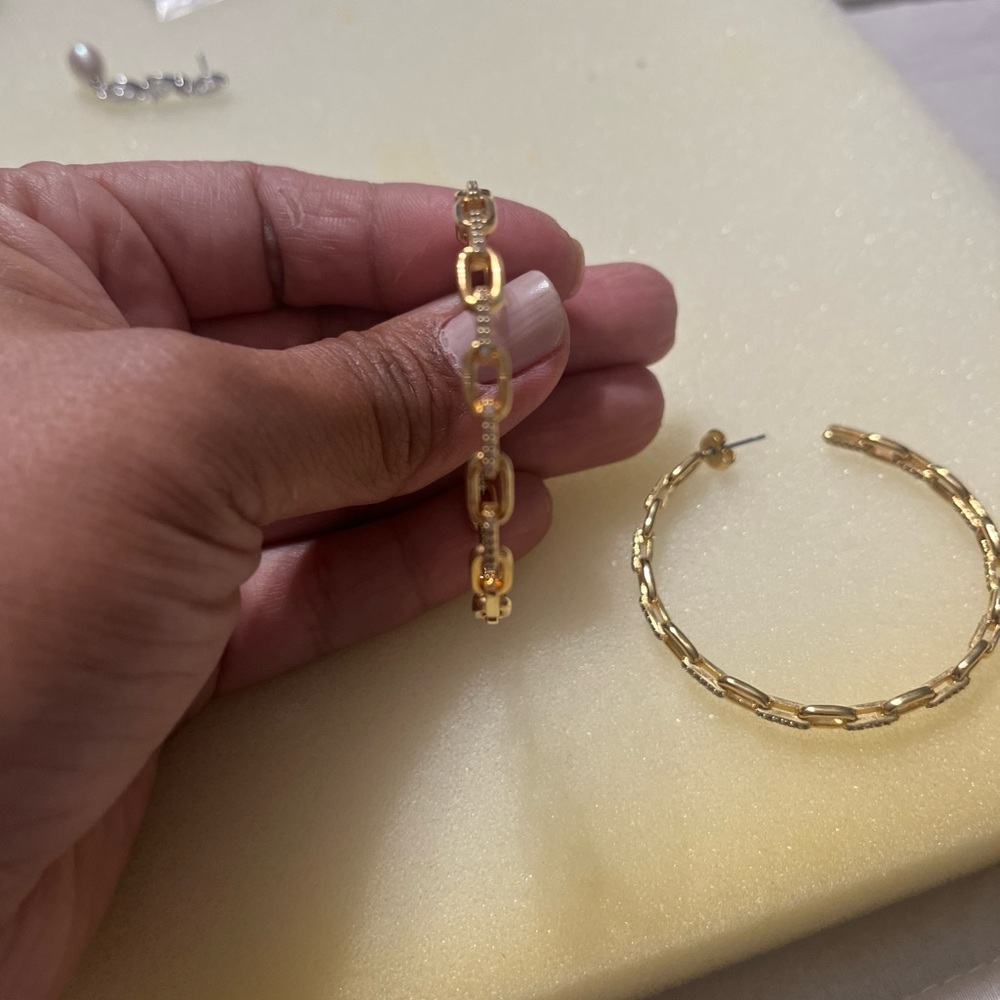 Pave link hoops earrings